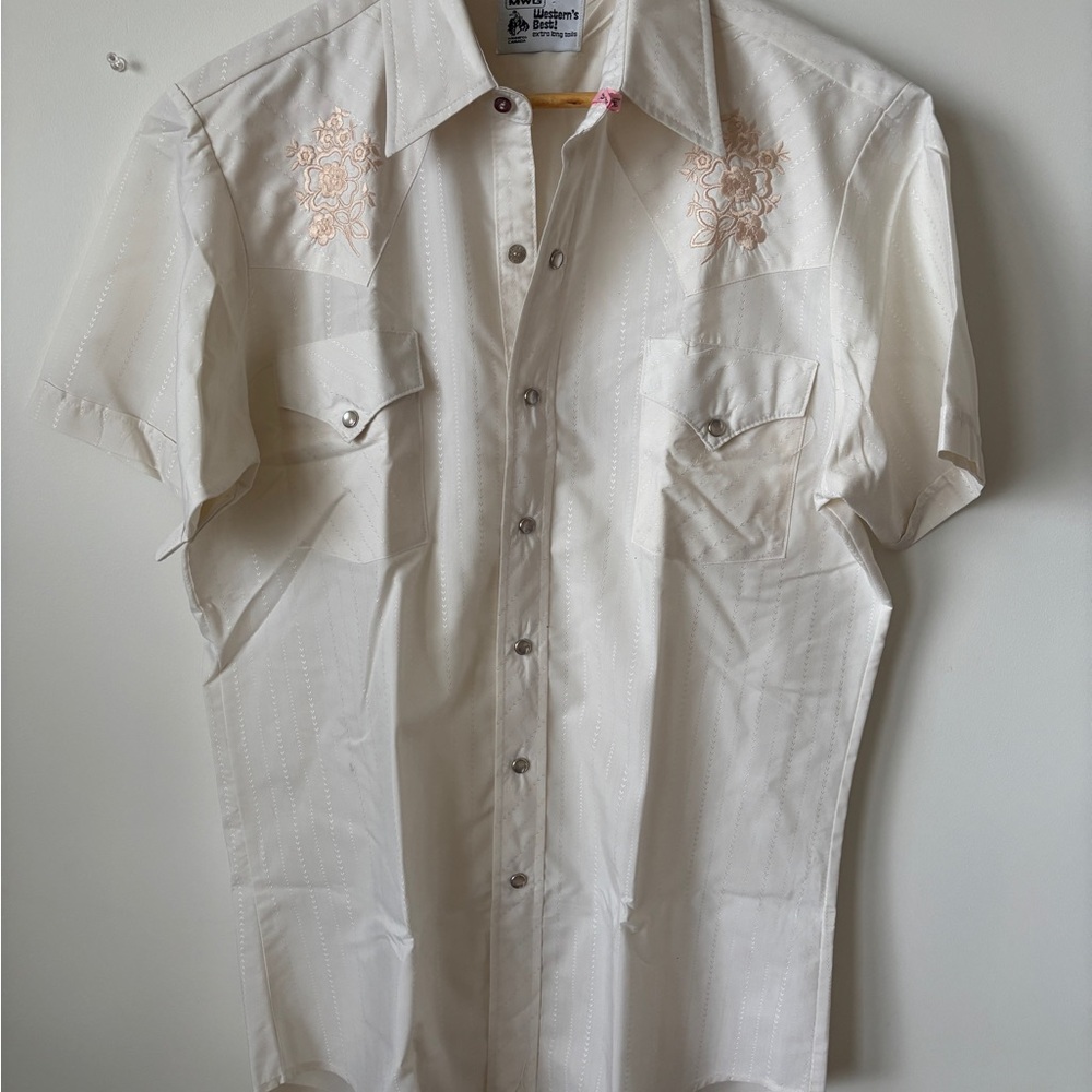 Men's Cream Western Embroidered Shirt